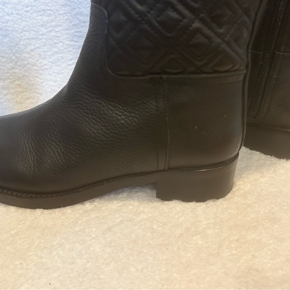 Tory Burch black quilted leather Miller riding boots, size 5.  Worn twice. - Picture 15 of 16